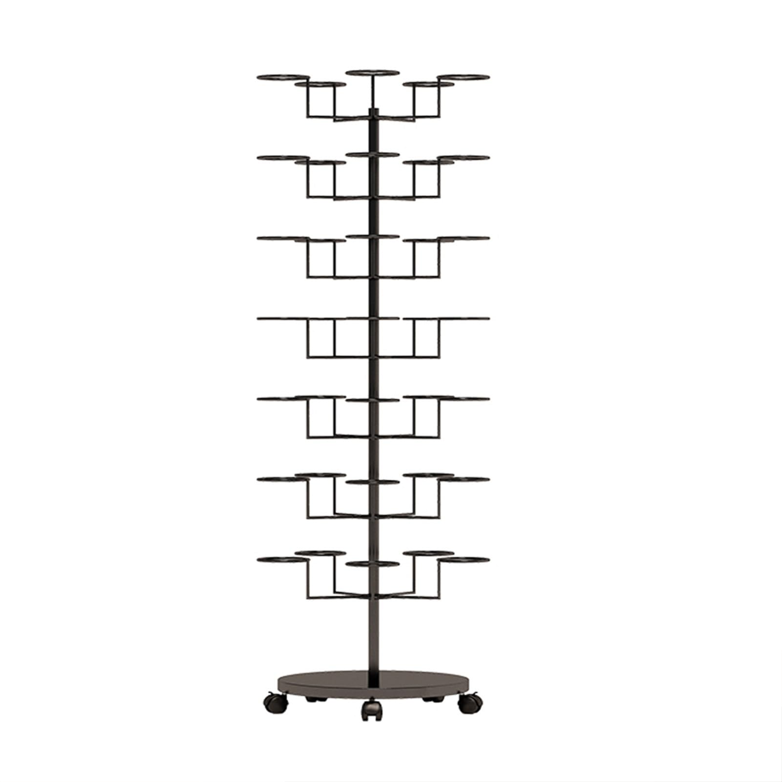 YNBSHGAA Rotating Hat Display Rack Stand - 7 Layers Freestanding Multi-Tier Retail Hat nizer for Hats, Wigs, Helmets - Large Floor Unit,Black-7 layers 61x22in