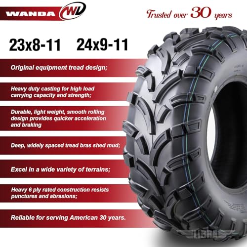 Image of WANDA UTV ATV Tires 23x8-11 Front & 24x9-11 Rear /6PR P373 Lit Mud