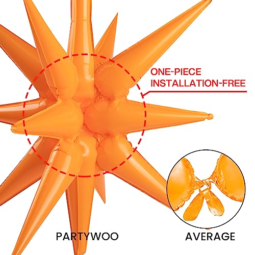 Image of PartyWoo Light Orange Star Foil Balloons 6pcs Different Sizes Pack of 27 22 Inch Explosion Spike Mylar Balloons for Graduation Wedding Anniversary Bachelorette Engagement Birthday Party Decorations