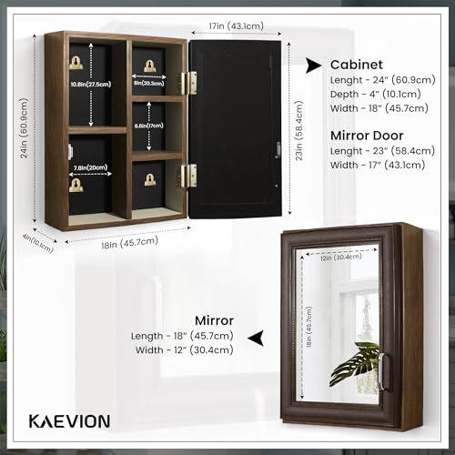 Image of Waterproof Wardrobe Mirror with Inside 5 Shelf Storage | Multipurpose Uses Wall Hanging Mirror - (wenge Color Shade)