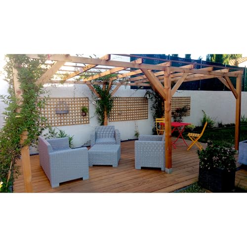 Pergola en Bois Massif 3 x 5-15m2 Traitement Classe 3 Marron