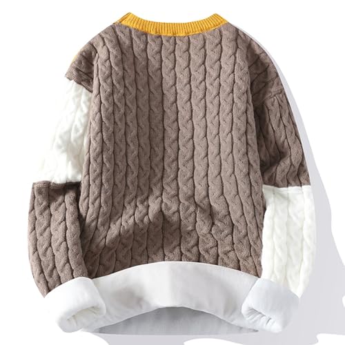 Sweaters for Men Y2K Knitted Sweater Round Neck Long Sleeve Sweaters Pullover Color Block Fall Winter Warm Sweaters3