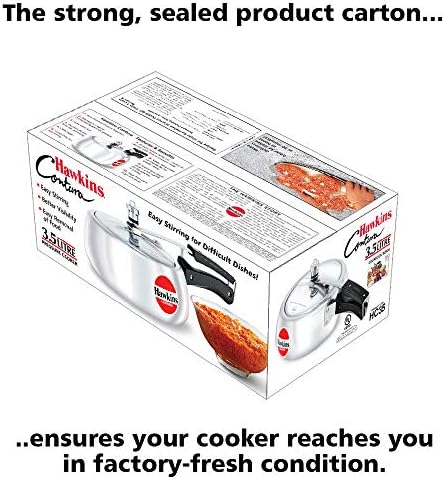 Hawkins Contura 3.5 Litre Pressure Cooker, Handi Cooker, Silver (HC35)