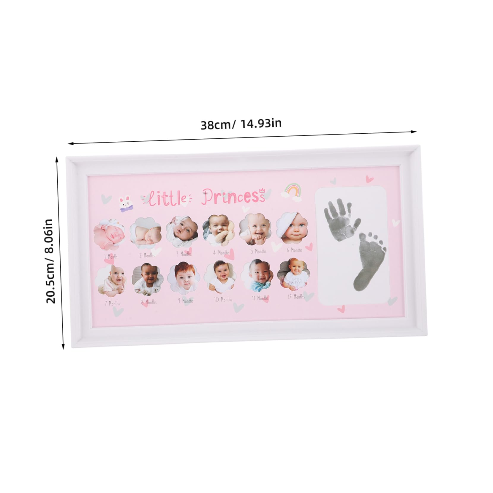 Cabilock Baby's First Year Memory Frame Monthly Milestone Photo Display Handprint Footprint Kit