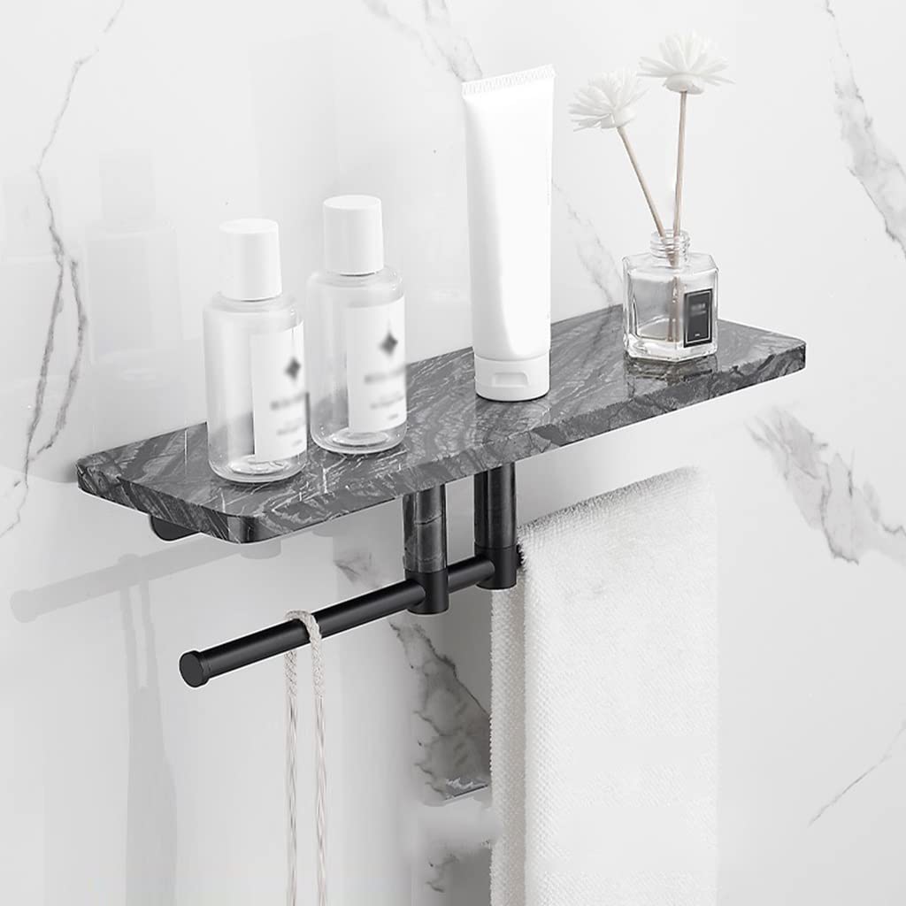 XYIANG Shower Caddy Floating Shelves Marble Copper Storage Rack Toilet Washstand Cosmetic Storage Rack Kitchen Shelves Wall Mounted