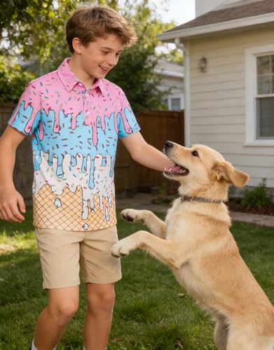 Cuddomper Boys Polo Golf Ice Cream Cone Shirt Baseball Clothes 13-14 Years - image 6
