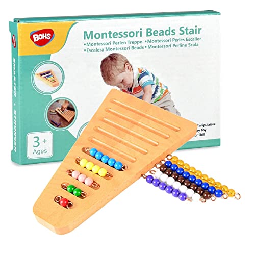 Image of BOHS Montessori Counting Beads 1-10, Wooden Math Bead Stair