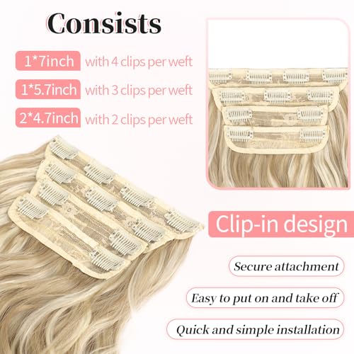 Image of KooKaStyle Wavy Thick Clip in Hair Extensions 20 inch Beach Blonde
