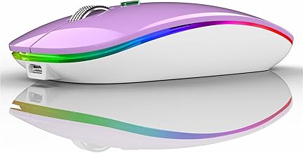 Uiosmuph Mouse Senza Fili Bluetooth, BT5.1+BT5.0+2.4G Ricaricabile Mouse Senza Fili Ottico Piccolo Portatile con Mouse USB per per Notebook, PC, Laptop, Computer, MacBook (Purple)