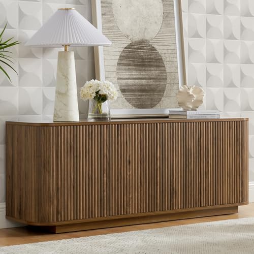 64" Buffet Sideboard Cabinet with Storage, Modern Fluted Accent C...