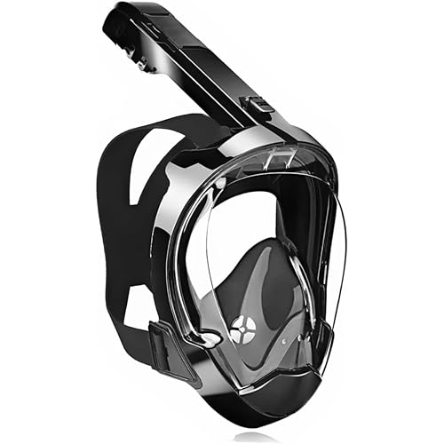 Full Face Snorkel Mask for Adults with Dry Top System 180 Degree Panoramic View Snorkeling Gear with Camera Mount Safe Breathing Anti-Leak Anti-Fog