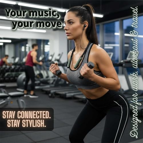Image of HIVEN Neckband Bluetooth Earphones Upto 120 Hours | 13mm Dynamic Driver | Soft Silicone Eartips | Adjustable Fit | Bluetooth Neckband, Wireless with Mic in Ear Earphones (Green)