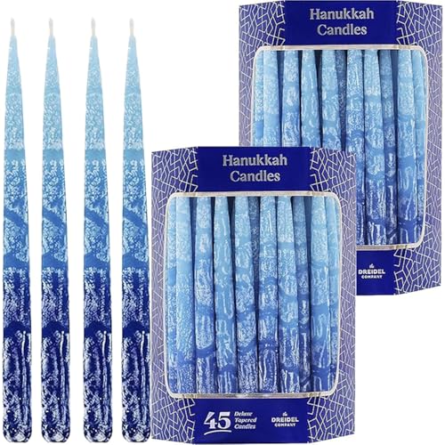 Bougies effilées de Hanoukka bleu givré sans gouttes pour des fêtes sans taches