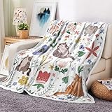 DYNH Cat Themed Flannel Fleece Throw Blanket, 50X60, Polyester, Modern, Multicolor, Adults, All Seasons