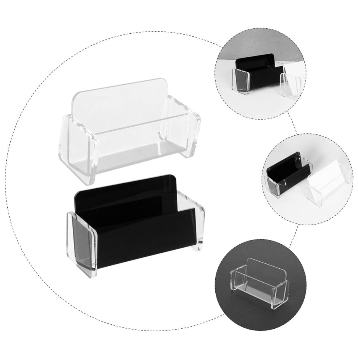 jojofuny 3 Set Porta Biglietti Da Visita Acrilico Trasparente E Nero Organizer Da Scrivania Con Capacità Carte Supporto Verticale Elegante Per Ufficio E Riunioni 2 Pezzi * 3