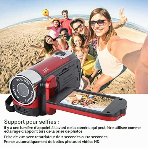 CamCrorder 4K Vintage, Caméscope Rétro 48MP, Caméra DV 2,7 Pouces TFT Écran Rotatif 16x Caméra Vidéo de Zoom Numérique avec Câble USB (Rouge)
