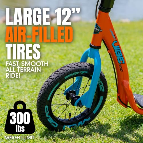 Image of Madd Gear Large Kick Scooter for Adults, Teens & Kids 8-12 with Kickstand - 12 inch Air-Filled Tires, Wide Deck, Lightweight Steel Frame - Metro Urban Glide 300