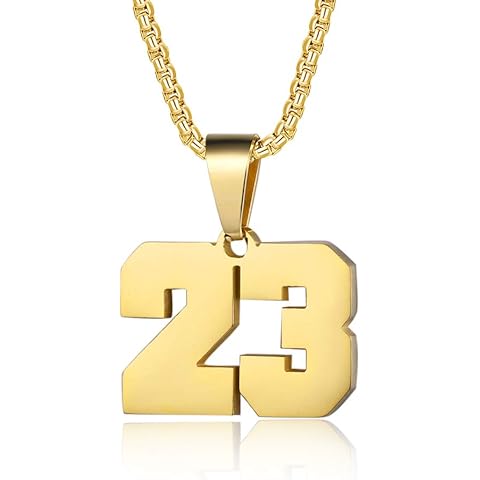 Number Necklaces Personalized Necklaces 18K Gold Plated Initial Number Pendant Stainless Steel Chain Sports Necklaces for Men Women