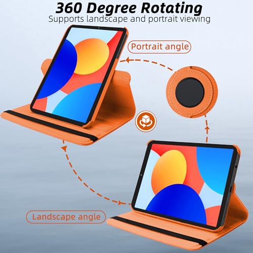Image of TGK 360 Rotatable Smart Flip Case Cover for Redmi Pad SE 8.7 inch Tablet (Orange)