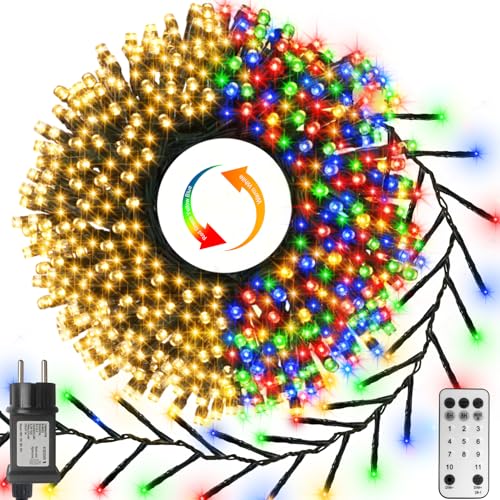 ZAIYW Zwei Farben 15m Lichterkette Außen 1000 LED Cluster...