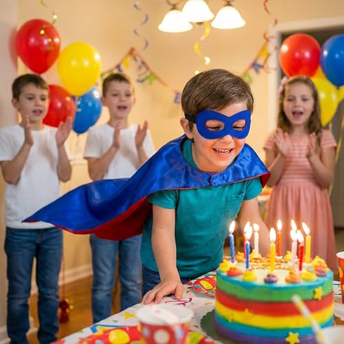 Image of Superhero Capes for Kids Halloween Costumes and Dress up - Superhero Toys Capes 4-10 Year for boys birthday party Gifts