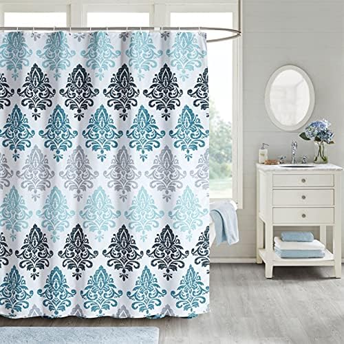 Trimming Shop Shower Curtain Polyester Bathroom Curtain Mould & Mildew Resistant With 12 Curtain Hook Waterproof Bath Curtain 180 x 200cm Long Shower Curtain Liner Washable, Black