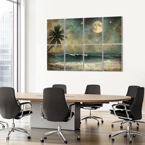 8 Pack de Paneles Acústicos Artísticos con Diseño Mar y Playa, Absorben Sonido, Autoadhesivos, para Estudios y Oficinas, 48"x32" miniatura 7