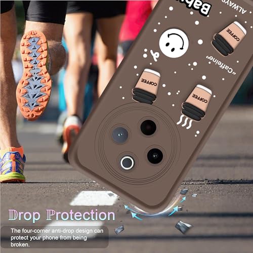 Image of amazon basics Back Case Cover Compatible for iQOO Z10 5G / Vivo T4 5G | Cute Fun Cartoon 3D Ball | Coffee Silicone Case | Camera Protection | Body Protection | Shock Proof | Color Brown