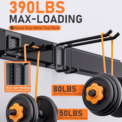 INCLY-Garden-Tool-Organizer-48-Inch-Garage-Tool-Organizer-Wall-Mount-Load-390lbs-Heavy-Duty-Garage-Wall-Organizer-with-3-Storage-Racks-and-6-Adjustable-Hooks-for-Yard-Tools-Shovels-Rakes INCLY Garden Tool Organizer 48 Inch Garage Tool Organizer Wall Mount Load 390lbs Heavy Duty Garage Wall Organizer with 3 Storage Racks and 6 Adjustable Hooks for Yard Tools Shovels Rakes