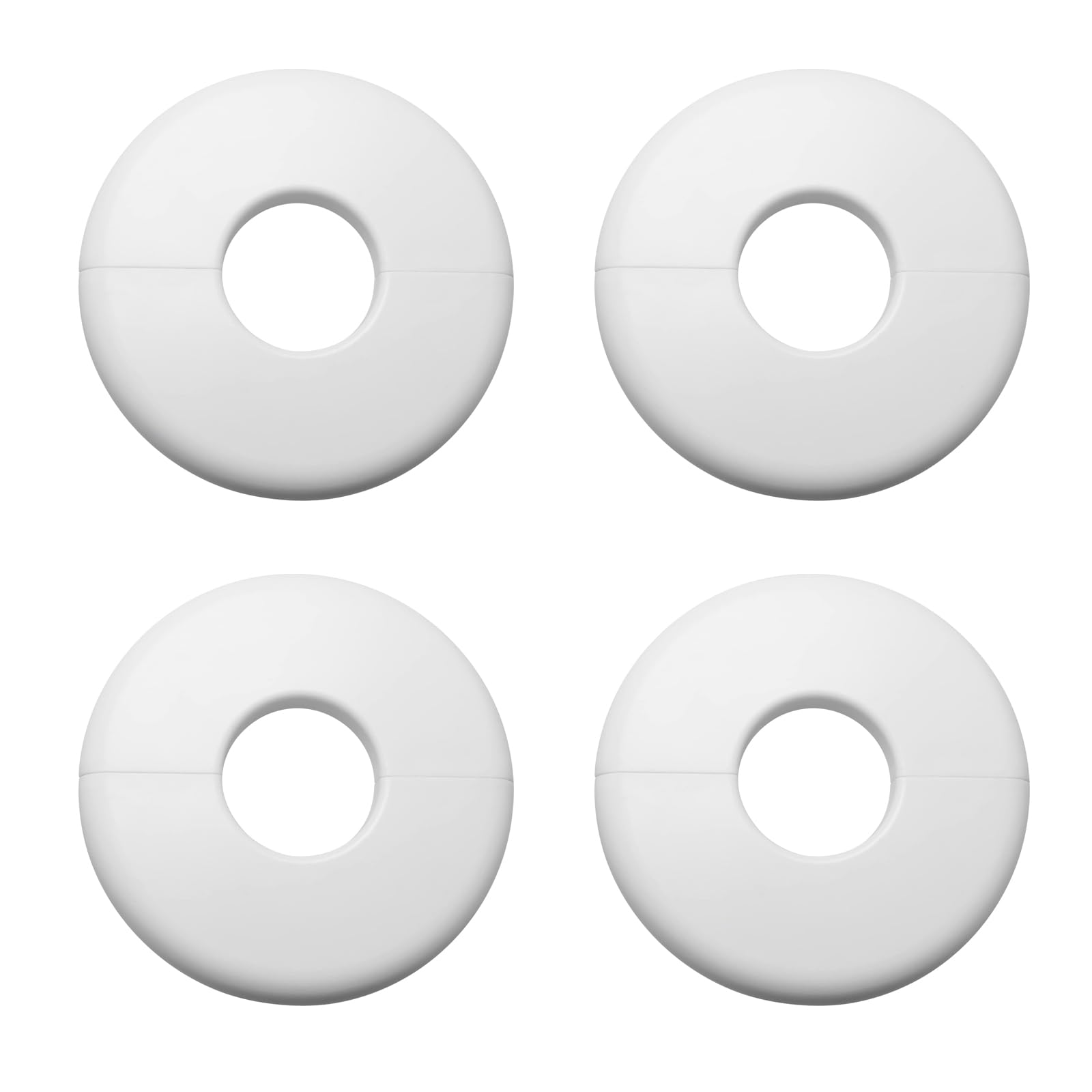 Photo 1 of 1 Inch Wall Split Flange 4Pcs White, 3.38 Inch Escutcheon Plate, ABS Round Hole Cover, Self-Adhesive Water Pipe Wall Hole Decoration for Laundry Bathroom Kitchen Garden Toilet