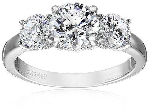 Platinum-Plated Sterling Silver Round 3-Stone Ring made with Swarovski Zirconia (3 cttw), Size