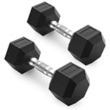 PAPABABE HEX Dumbbell Set 2.5-125lb, Rubber Encased Home Gym Dumbbells, Exercise & Fitness Weights Dumbbells for Women & Men, Hand Weight for Strength Training