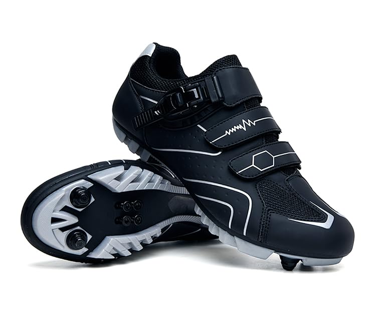 Men's MTB Cycling Shoes, SPD Mountain Shoes, Bike Shoes, Road Bike Shoes, Breathable Outdoor Cycling Shoes, Outdoor Sports Shoes, Compatible with SPD Cleats, Black B1