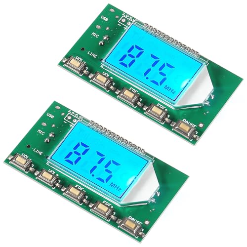 XIITIA 2pcs DC 3V-5V FM Transmitter Module Stereo FM Transmitter DSP PLL 87-108MHz Stereo Digital Wireless Microphone Board Multi-Function Frequency Modulation with LCD Display Line/USB/Mic Input