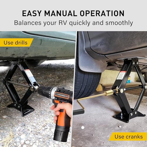 Image of RV Scissor Jack Stabilizer 7500lbs Heavy Duty 24 inch RV Trailer Stabilizer Leveling Scissor Jack for RV Camper with Crank Handle (New 24'' 1pc)
