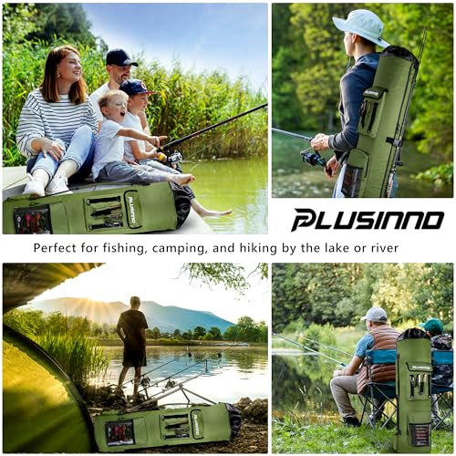 PLUSINNO Mochila De Pesca Com Suportes Para Vara De Pesca, Bolsa Grande Para Armazenamento De Equipa