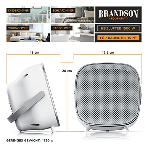 Brandson - Heizlüfter 1000 1500 Watt - Keramik- Badezimmer energiesparend leise - Schnellheizer mit Temperaturregelung - 2X Heizstufen mit Thermostate - Heizung Heater - Überhitzungsschutz – Bild 3