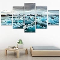 SIGNWIN 5 Panel Canvas Wall Art Modern Art Aerial Contemporary Cool Dramatic Multicolor Nature Photography Snow for Home Decorations Ready to Hang - 60