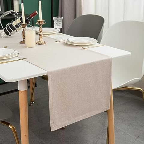 Simurq Modern Beige Table Runner with Lotus Effect Cover