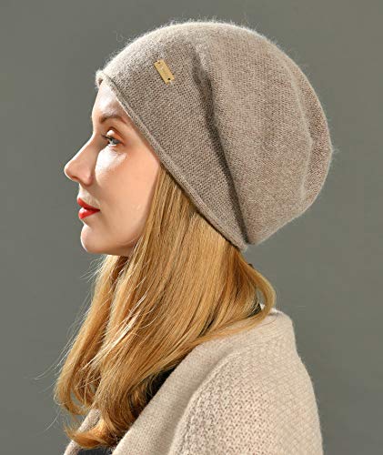 Jaxmonoy Cashmere Slouchy Knit Beanie Hat For Women Winter Soft Warm Ladies Fleece Wool Knitted Skull Beanies Cap - Brown #TOP2