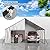 FLOUREE 20x20 FT Heavy Duty Metal Carport with PE Sidewalls, Vertical Roof 2 Car Carport Canopy, Enclosed Car Port for Trucks, Boats, Outdoor Storage