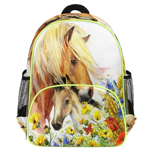 Sac à dos fleurs et cheval pour filles et garçons avec bretelles ajustables confort