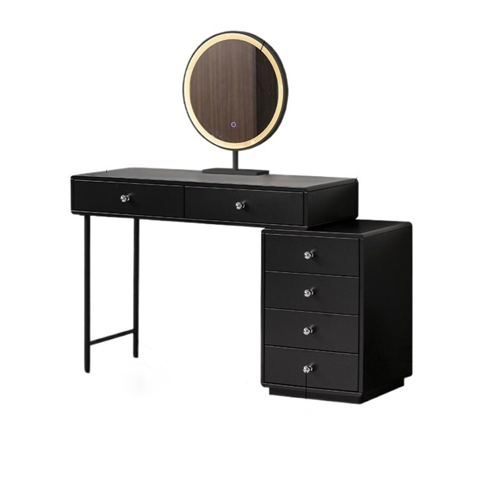 asdchZen Compact Modern Steel Vanity Dresser-Stylish Makeup Station & Workspace With Storage For Small Apartments Bedroom Home Office Bed-End Desk Elegant Design