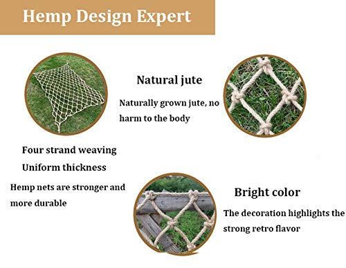 Jute Hemp Rope Net - 3.3x16.4FT, Outdoor Climbing Nets, Balcony And Stair Barrier, Playground Safety Nets, Perfect For Indoor/Outdoor Wall, Garden, Or Hammock Decor Net