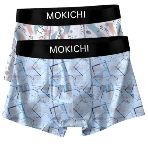 Image of Men's Boxer Briefs Pack, Breathable Stretch Underwear with Wide Comfort Elastic Waistband, Soft Geometric Print Trunks, Multi-Pack