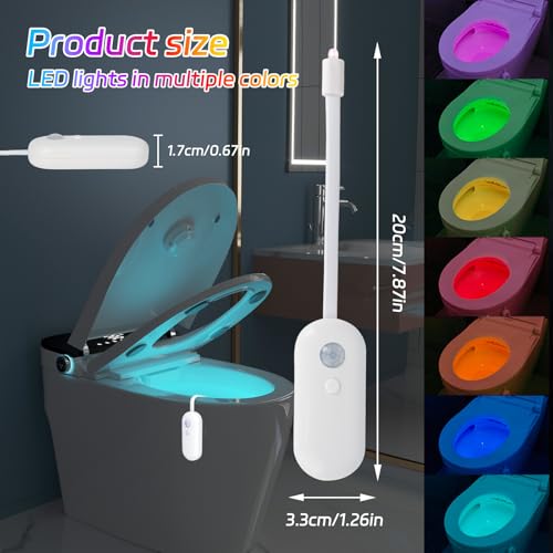 Lhdfyqt Toilette Licht WC-Nachtlicht, Toilettenschüssel Licht, Motion Sensor WC-Nachtlicht, Bewegungsmelder Toilettenlicht, 8 Farbverläufe, für Badezimmer Waschraum Toilettenbeleuchtung (2)