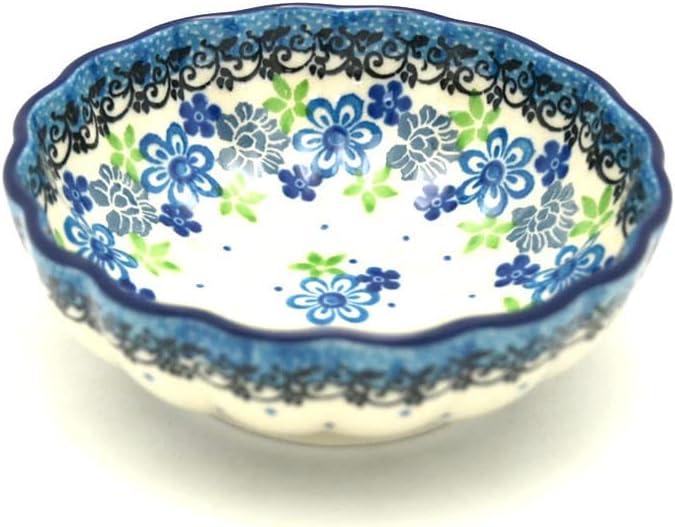 Polish Pottery Bowl - Shallow Scalloped - Small - Flower Works