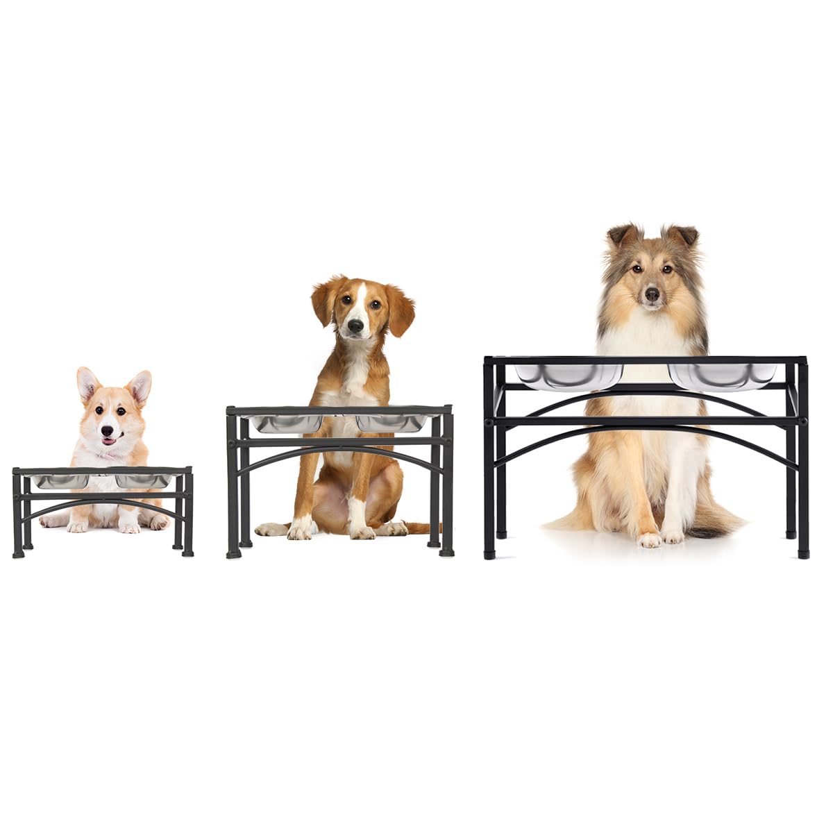 Support de gamelle pour chiens antiderapant et stable avec double bol inox