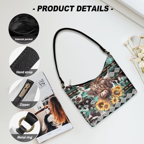 Image of Handbag for Women Leather Underam Shoulder Bag with Zipper Fashion Work Purse Waterproof Travel Wallet