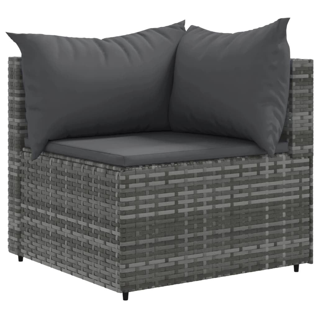 Set di divani da giardino da 9 pezzi con cuscino, grigio, in polyrattan, set modulare per esterni per terrazza e balcone, resistente ai raggi UV